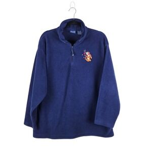 Vintage Disney‎ Pooh Tigger Blue Fleece Quarter Zip Pullover Women's XL